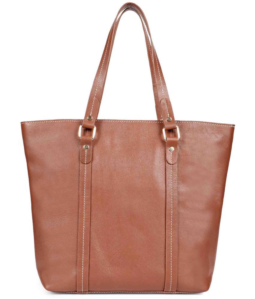     			FAVORE Tan Pure Leather Shoulder Bag