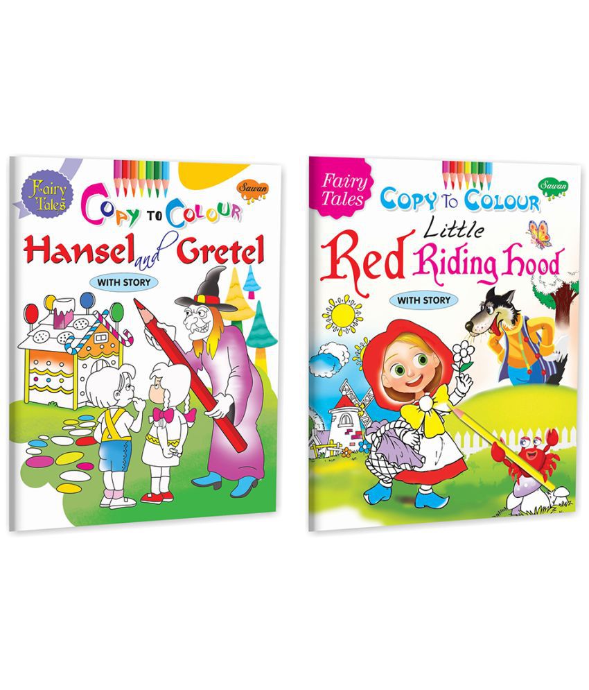     			Fairy Tales Copy to Colour - Little Red Riding Hood and Hansel and Gretel | Set of 2 Colouring Books