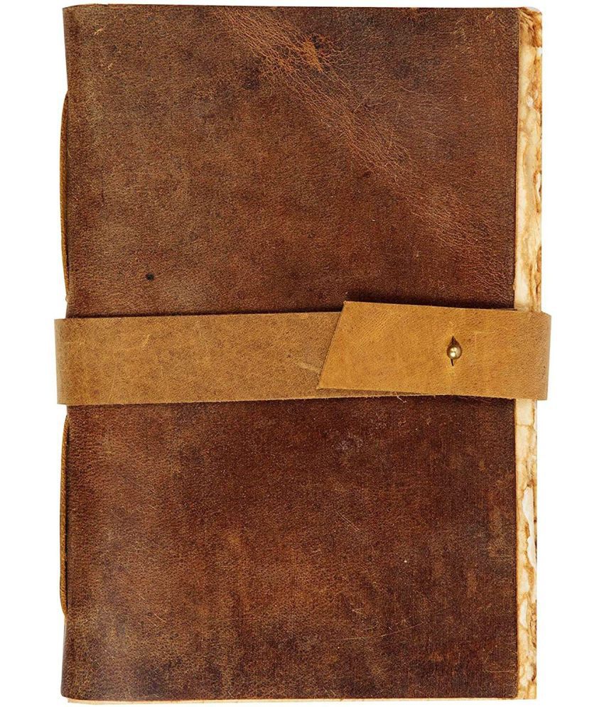     			Finished Leather Journal With Antique Paper Regular Journal Unruled 200 Pages (Brown)