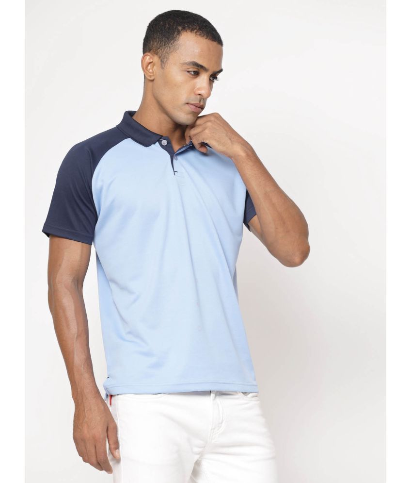     			Fundoo Polyester Slim Fit Colorblock Half Sleeves Men's Polo T Shirt - Light Blue ( Pack of 1 )