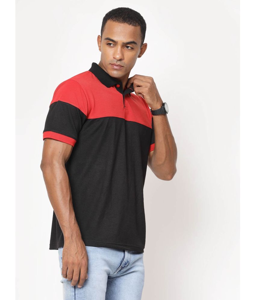     			Fundoo Polyester Slim Fit Colorblock Half Sleeves Men's Polo T Shirt - Black ( Pack of 1 )