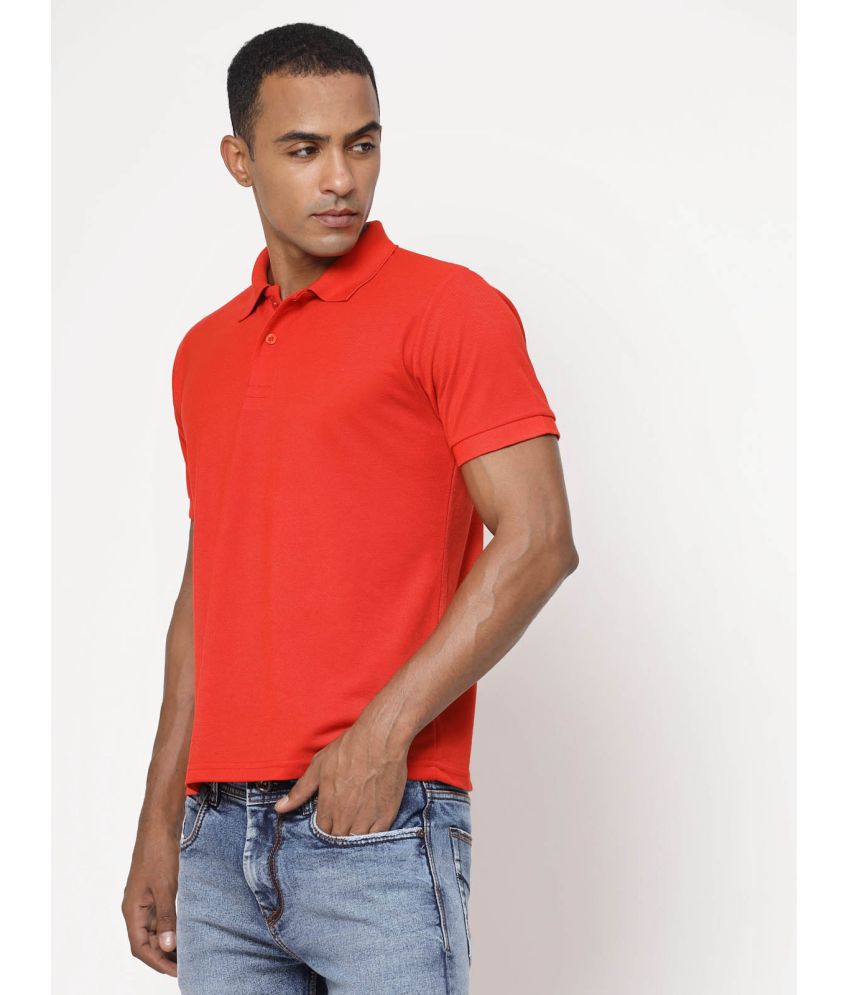     			Fundoo Polyester Slim Fit Solid Half Sleeves Men's Polo T Shirt - Red ( Pack of 1 )