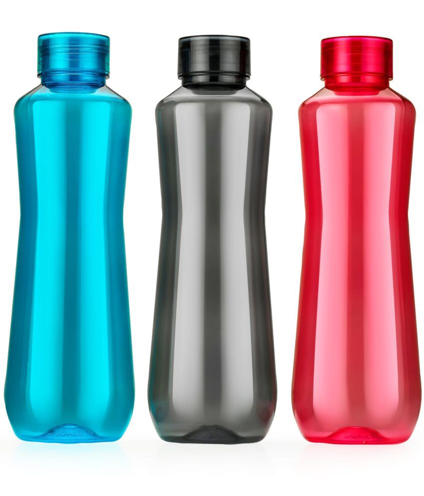     			Kkart Multicolour Plastic Fridge Water Bottle 1000 mL ( Set of 3 )