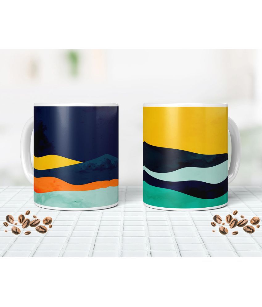     			NH10 DESIGNS Theme Pattern Mug White Ceramic Coffee Mug ( Pack of 2 )