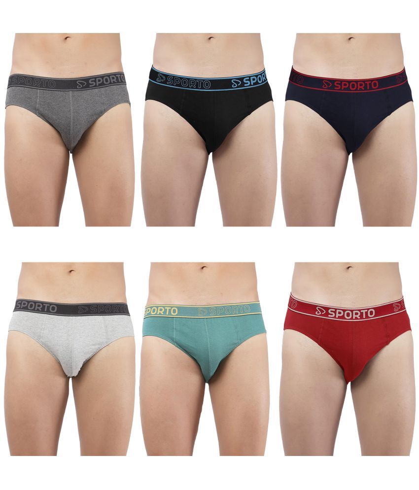     			SPORTO Multicolor Cotton Men's Briefs ( Pack of 6 )