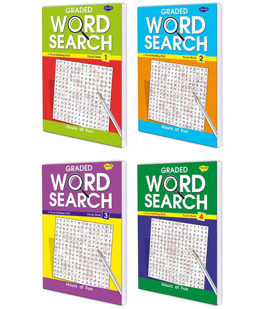     			Set of 4 Activity Books, Graded Word Search-1 to 4 |Word Search Activity books