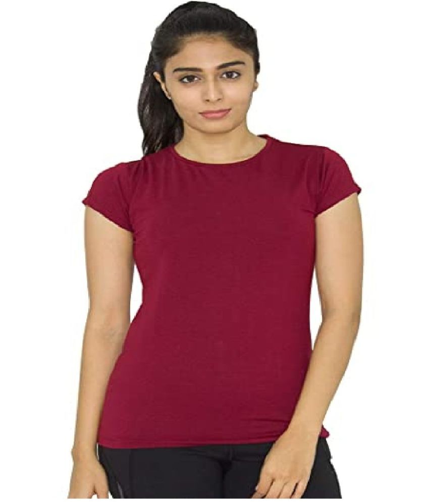     			croon Maroon Cotton Blend Tees - Single