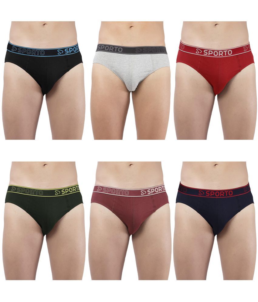     			SPORTO Multicolor Cotton Men's Briefs ( Pack of 6 )