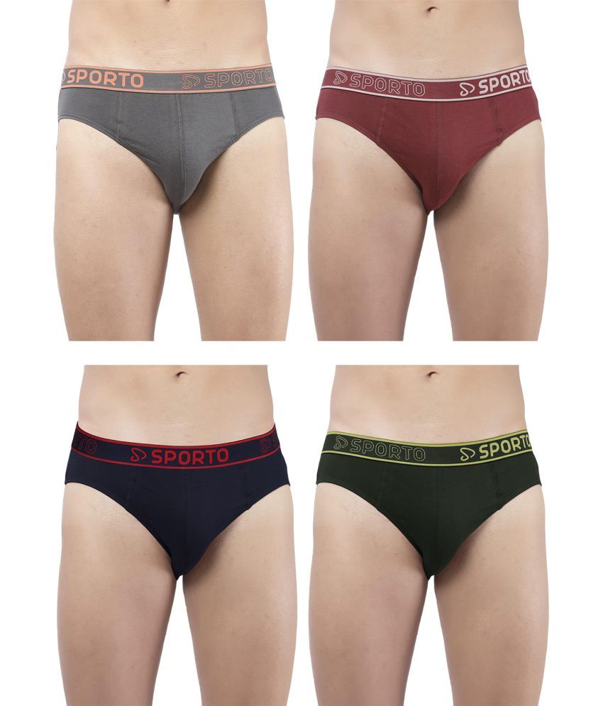     			SPORTO Multicolor Cotton Men's Briefs ( Pack of 4 )