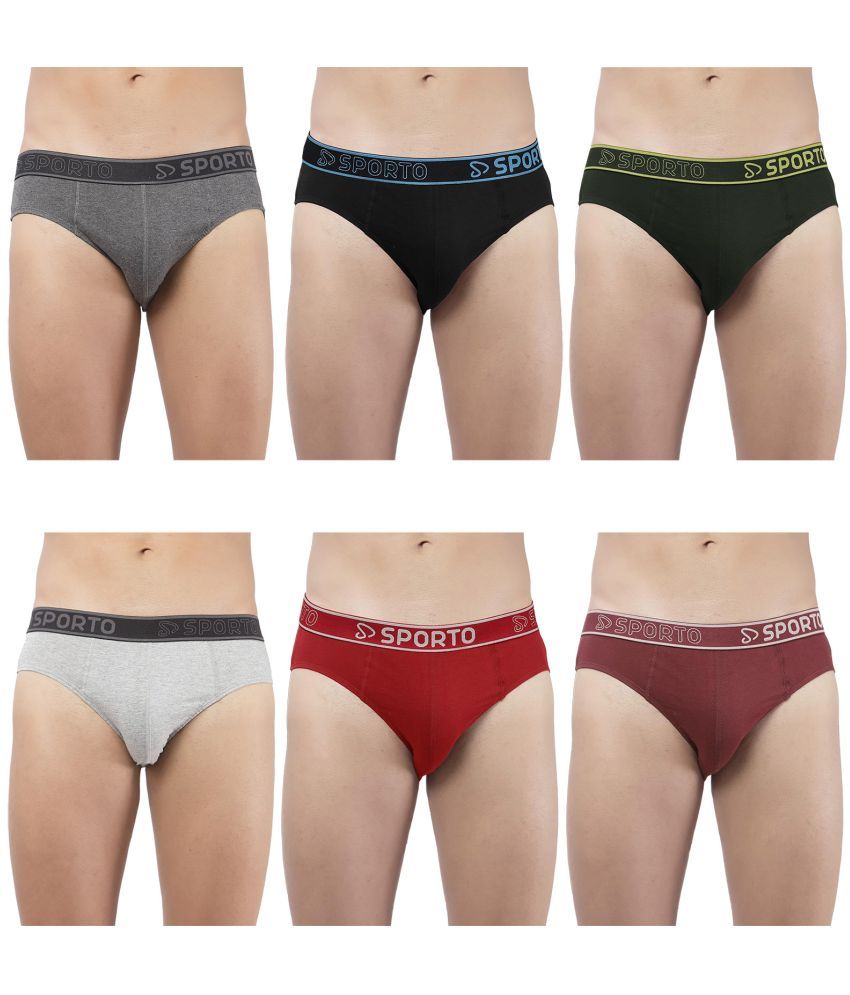     			SPORTO Multicolor Cotton Men's Briefs ( Pack of 6 )