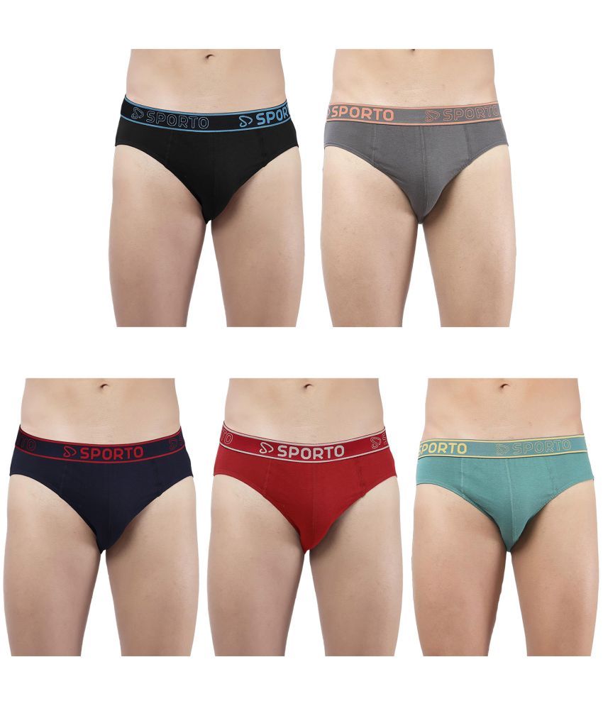     			SPORTO Multicolor Cotton Men's Briefs ( Pack of 5 )