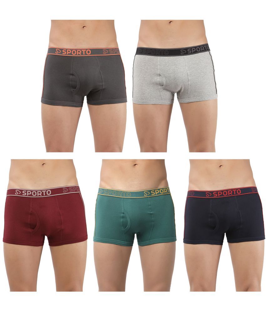     			SPORTO Multicolor Cotton Men's Trunks ( Pack of 5 )