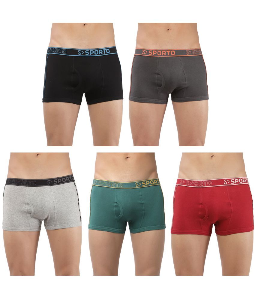     			SPORTO Multicolor Cotton Men's Trunks ( Pack of 5 )