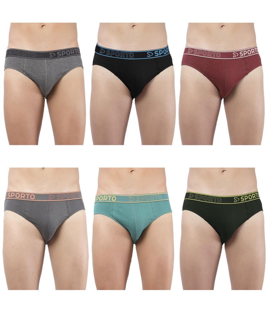     			SPORTO Multicolor Cotton Men's Briefs ( Pack of 6 )