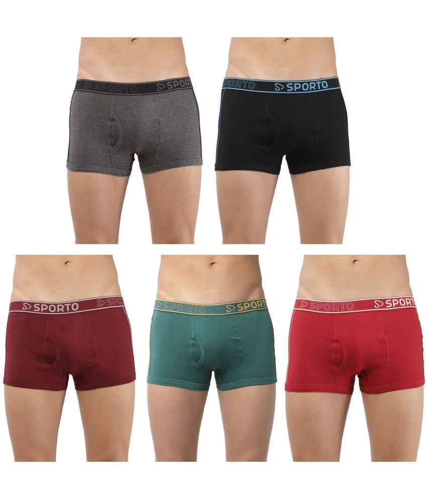     			SPORTO Multicolor Cotton Men's Trunks ( Pack of 5 )