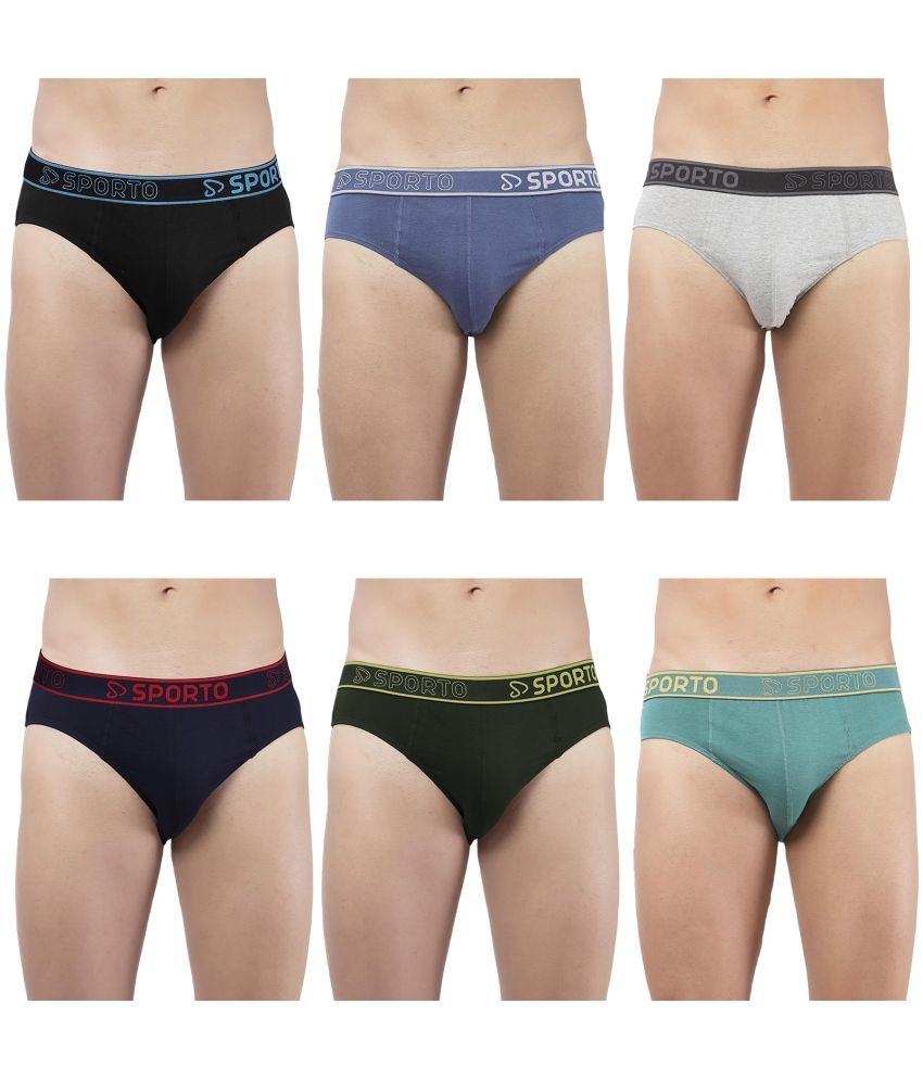     			SPORTO Multicolor Cotton Men's Briefs ( Pack of 6 )