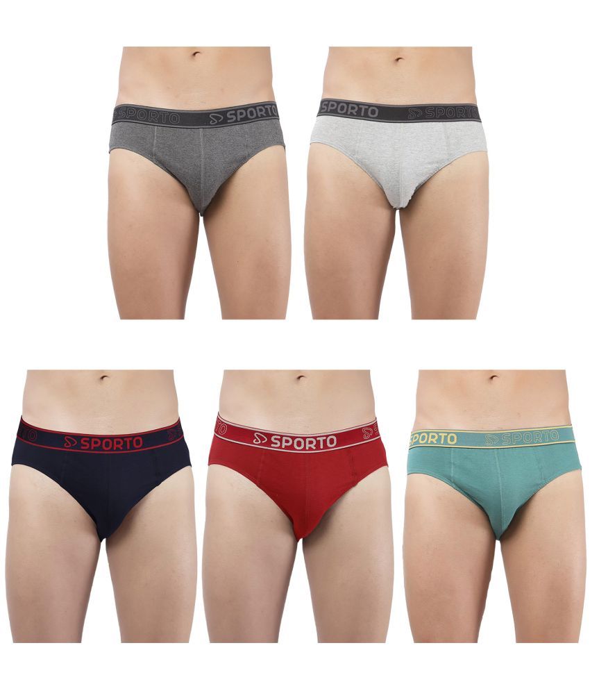     			SPORTO Multicolor Cotton Men's Briefs ( Pack of 5 )