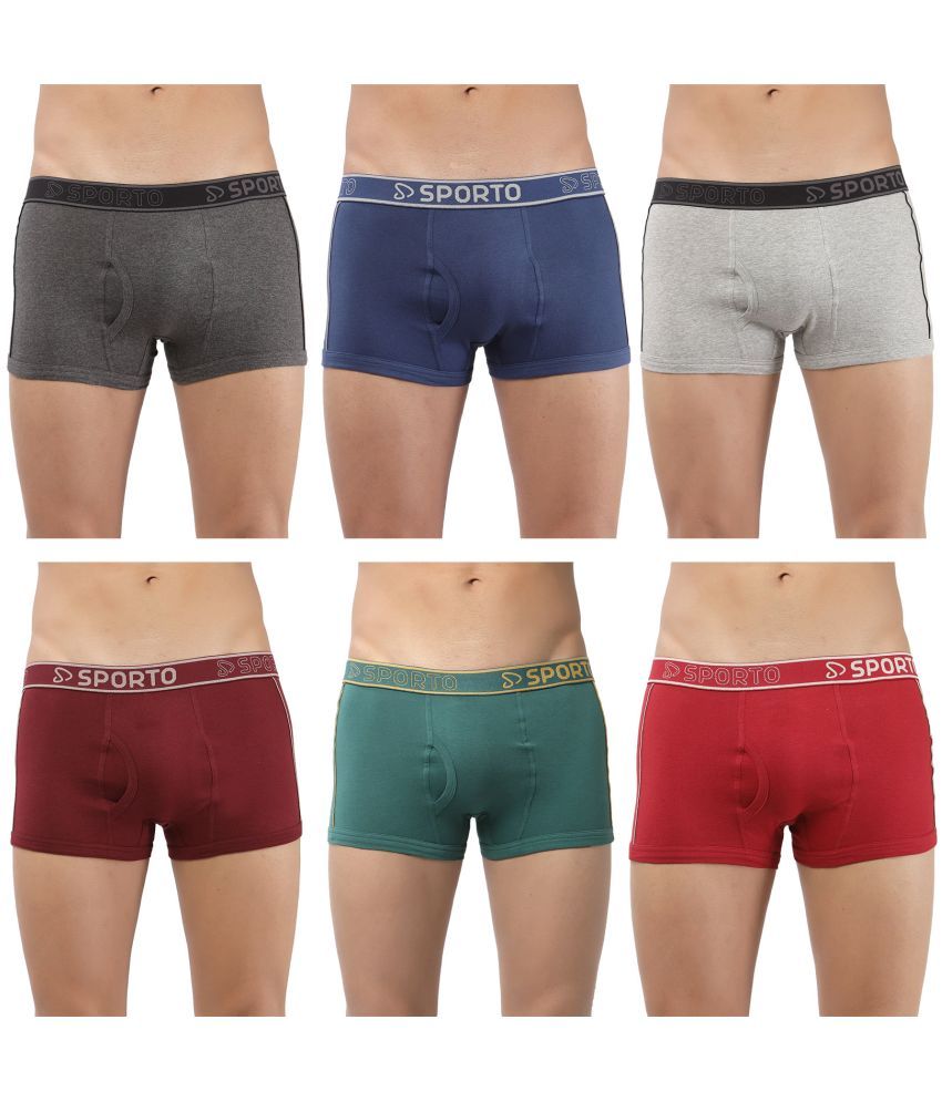     			SPORTO Multicolor Cotton Men's Trunks ( Pack of 6 )