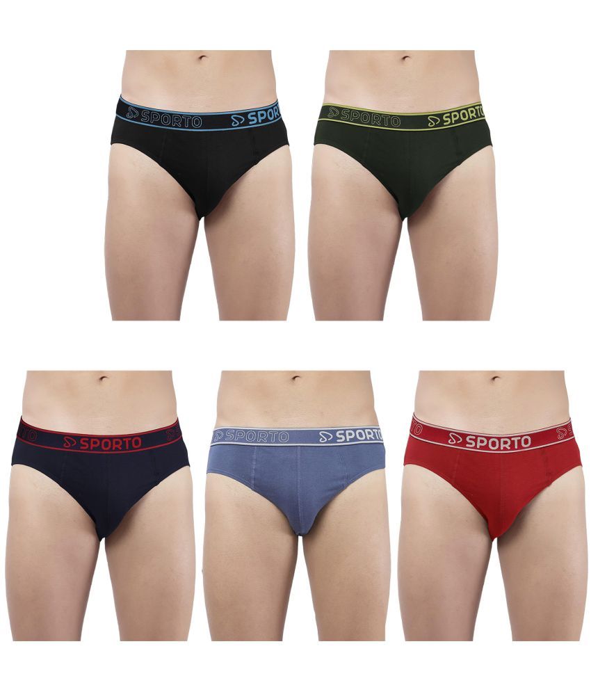     			SPORTO Multicolor Cotton Men's Briefs ( Pack of 5 )