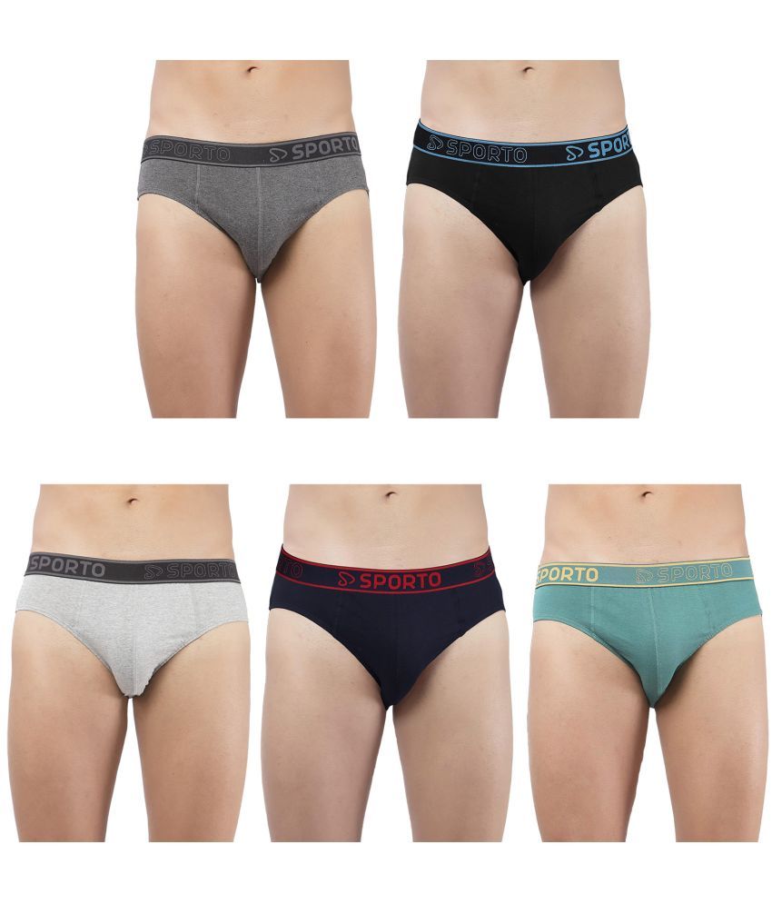     			SPORTO Multicolor Cotton Men's Briefs ( Pack of 5 )