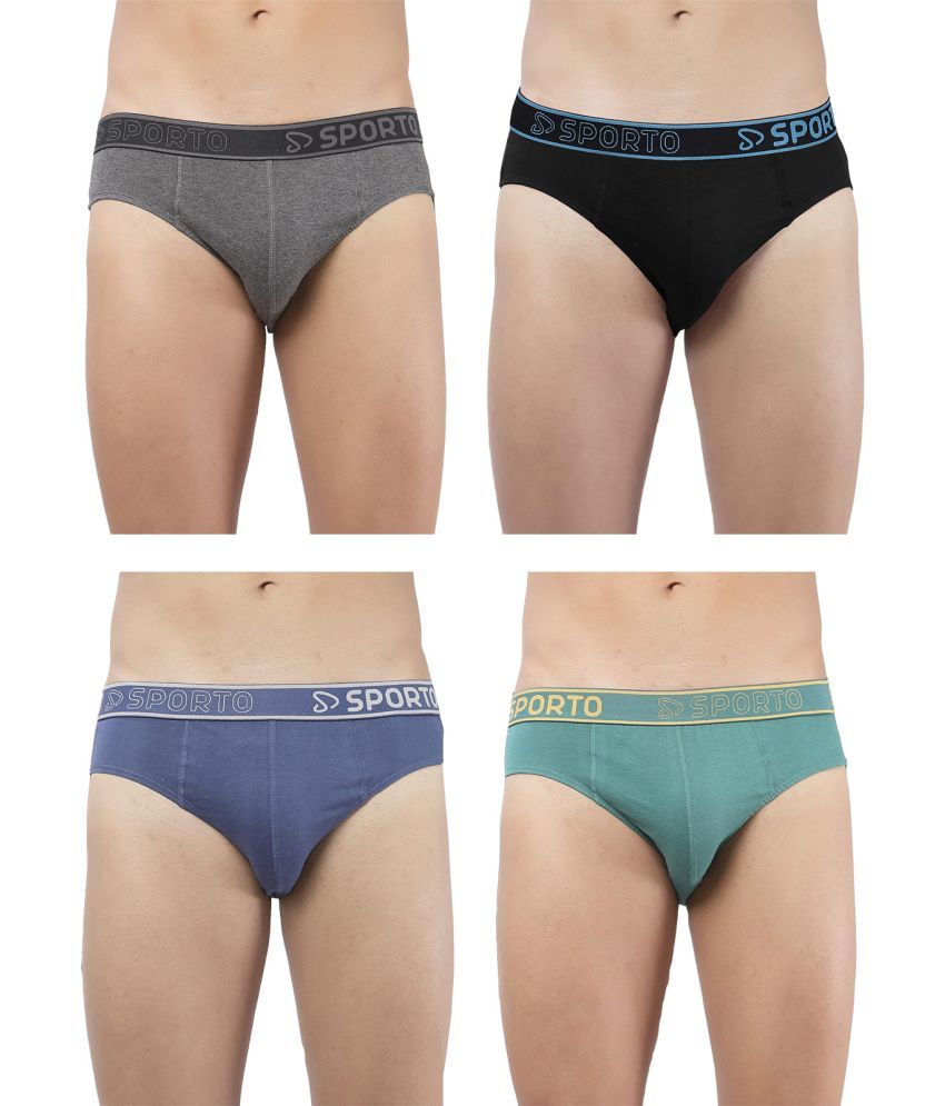     			SPORTO Multicolor Cotton Men's Briefs ( Pack of 4 )