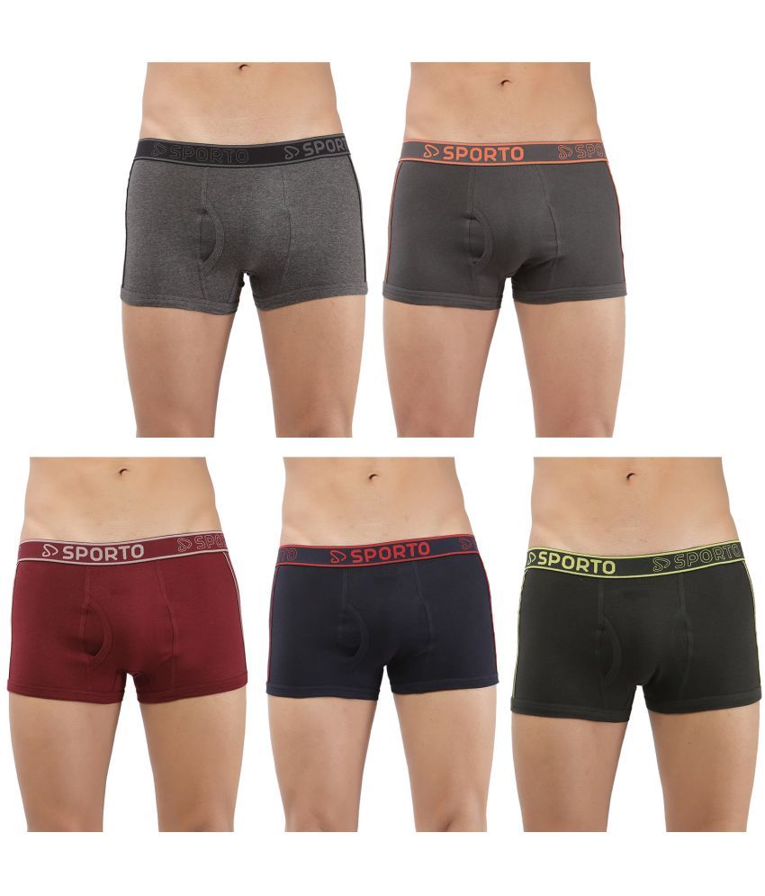     			SPORTO Multicolor Cotton Men's Trunks ( Pack of 5 )