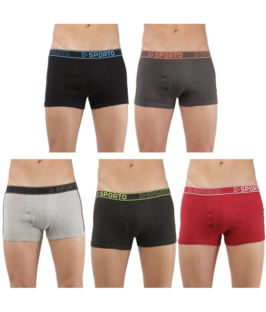     			SPORTO Multicolor Cotton Men's Trunks ( Pack of 5 )