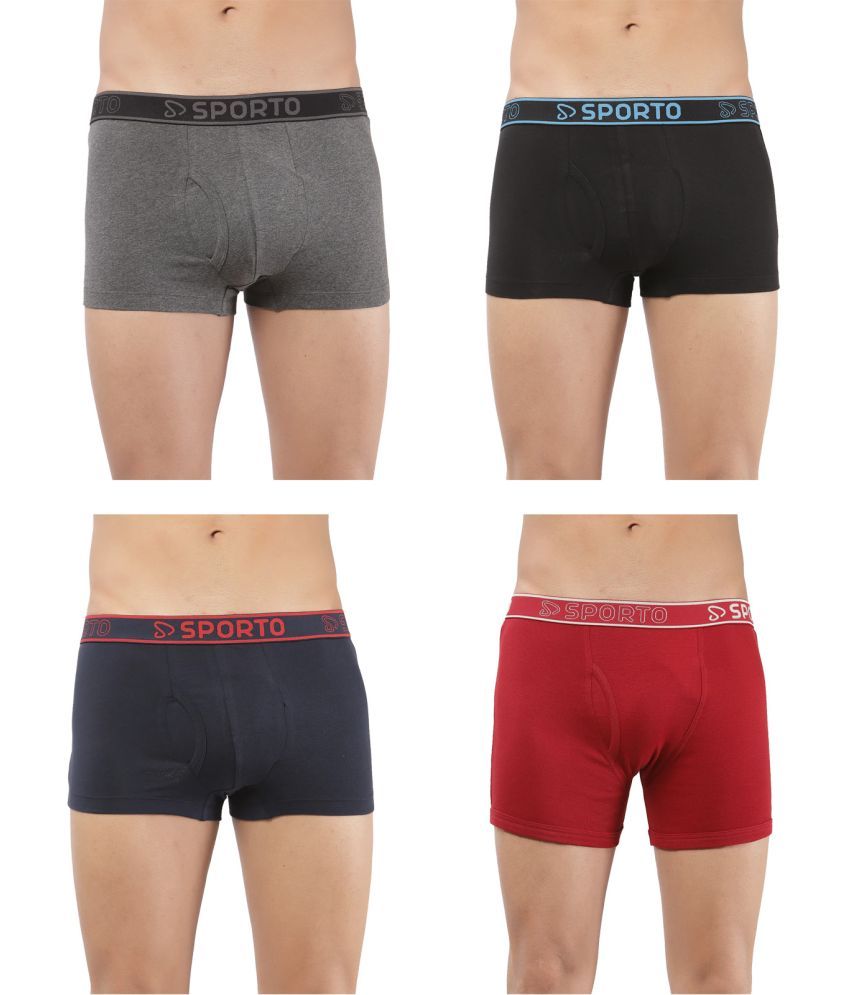     			SPORTO Multicolor Cotton Men's Trunks ( Pack of 4 )