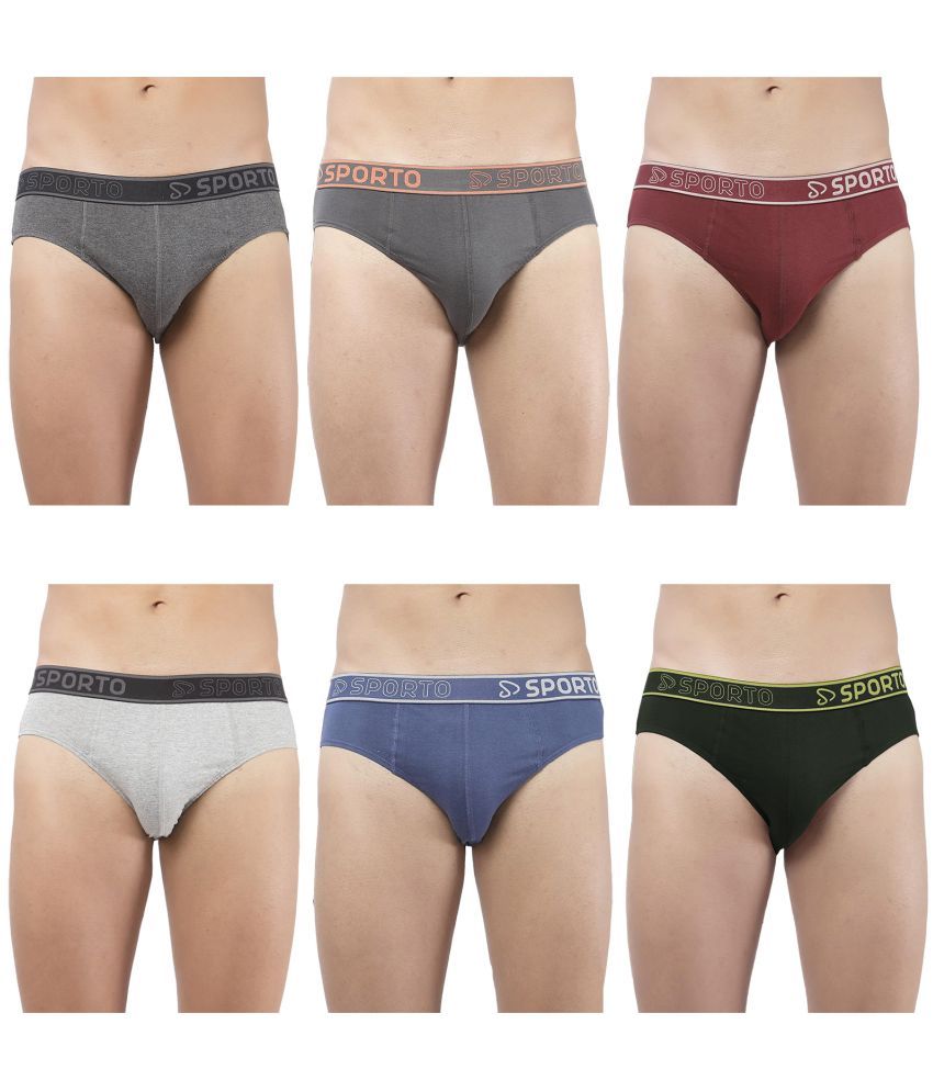     			SPORTO Multicolor Cotton Men's Briefs ( Pack of 6 )