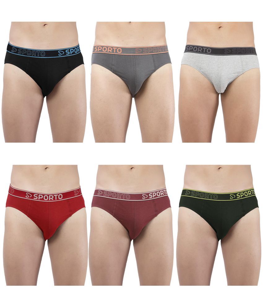     			SPORTO Multicolor Cotton Men's Briefs ( Pack of 6 )