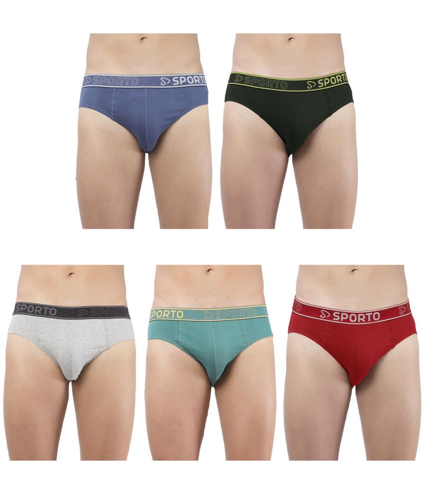     			SPORTO Multicolor Cotton Men's Briefs ( Pack of 5 )