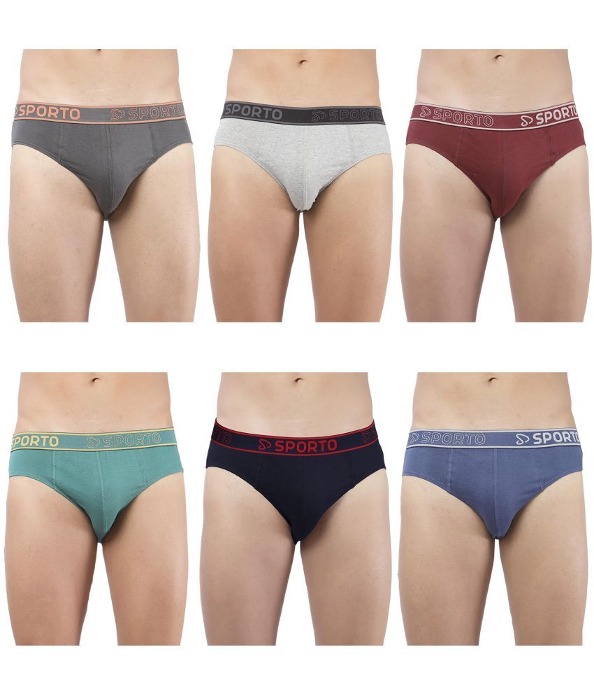     			SPORTO Multicolor Cotton Men's Briefs ( Pack of 6 )