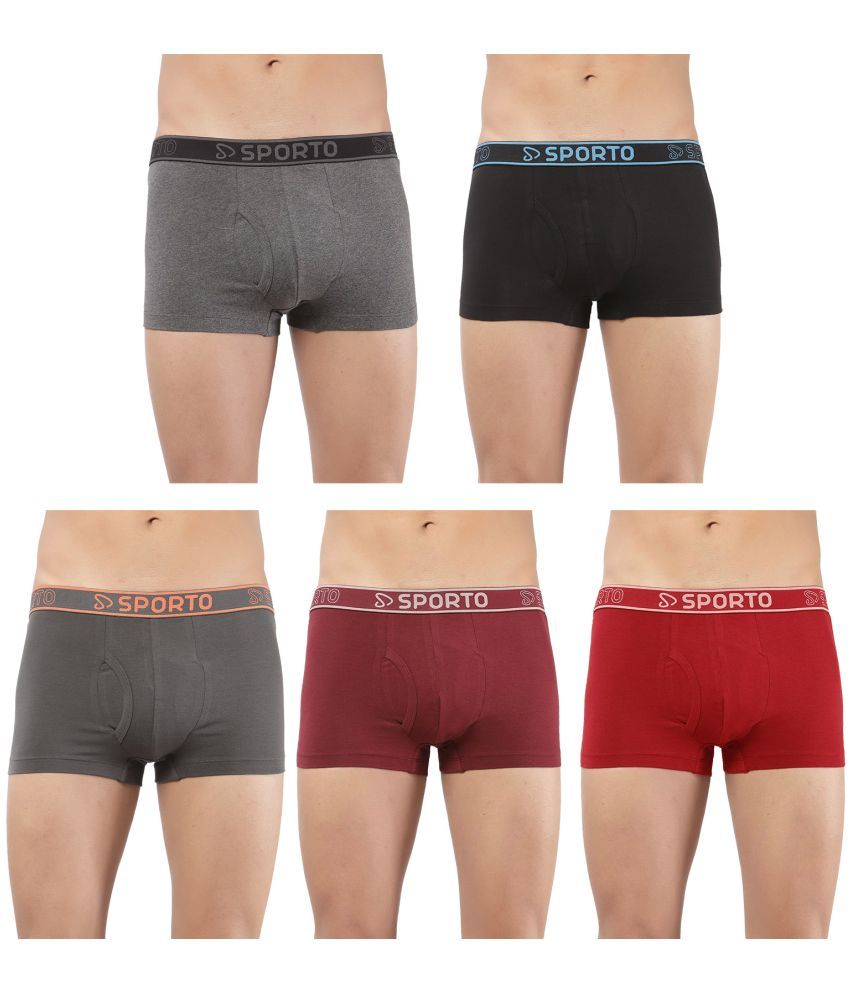     			SPORTO Multicolor Cotton Men's Trunks ( Pack of 5 )