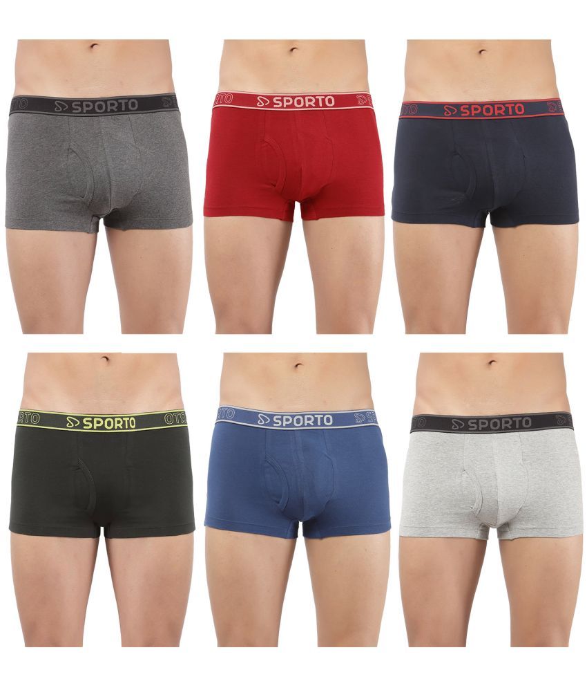     			SPORTO Multicolor Cotton Men's Trunks ( Pack of 6 )