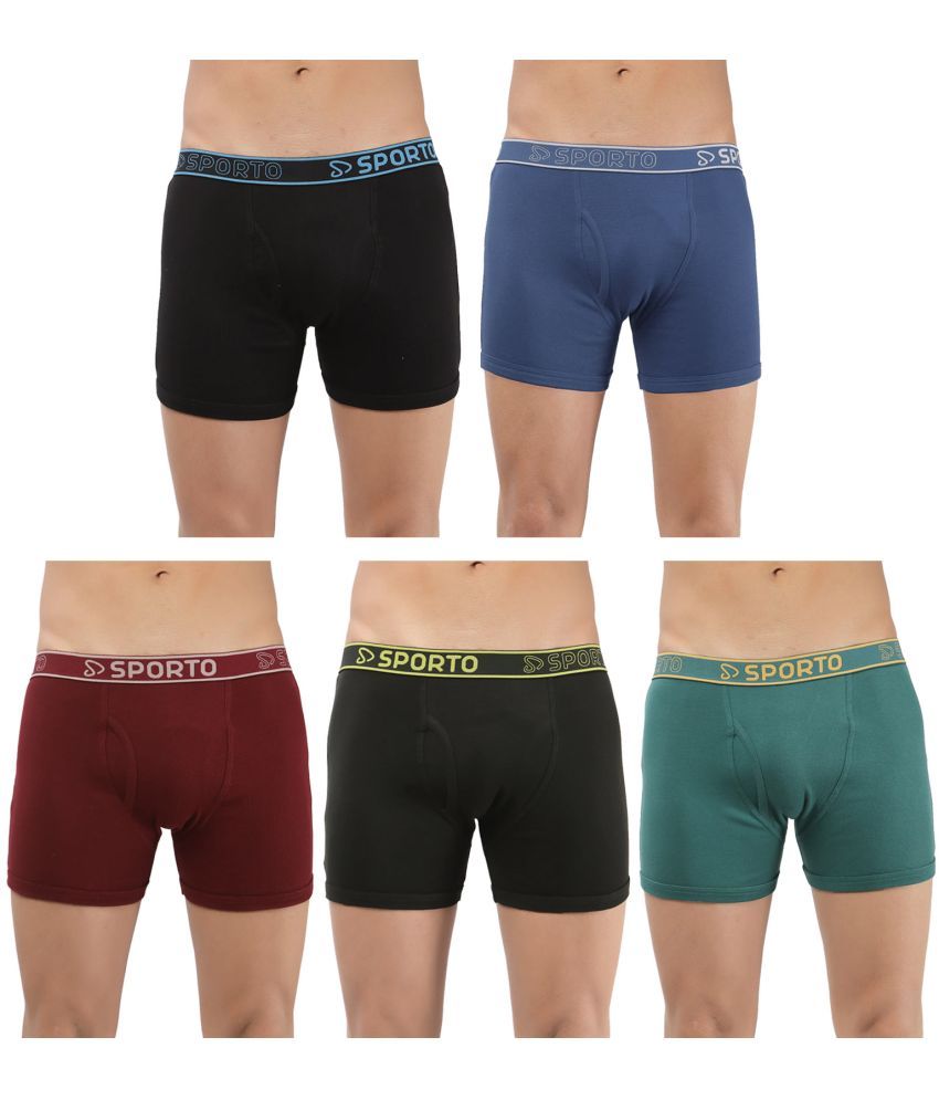     			SPORTO Multicolor Cotton Men's Trunks ( Pack of 5 )