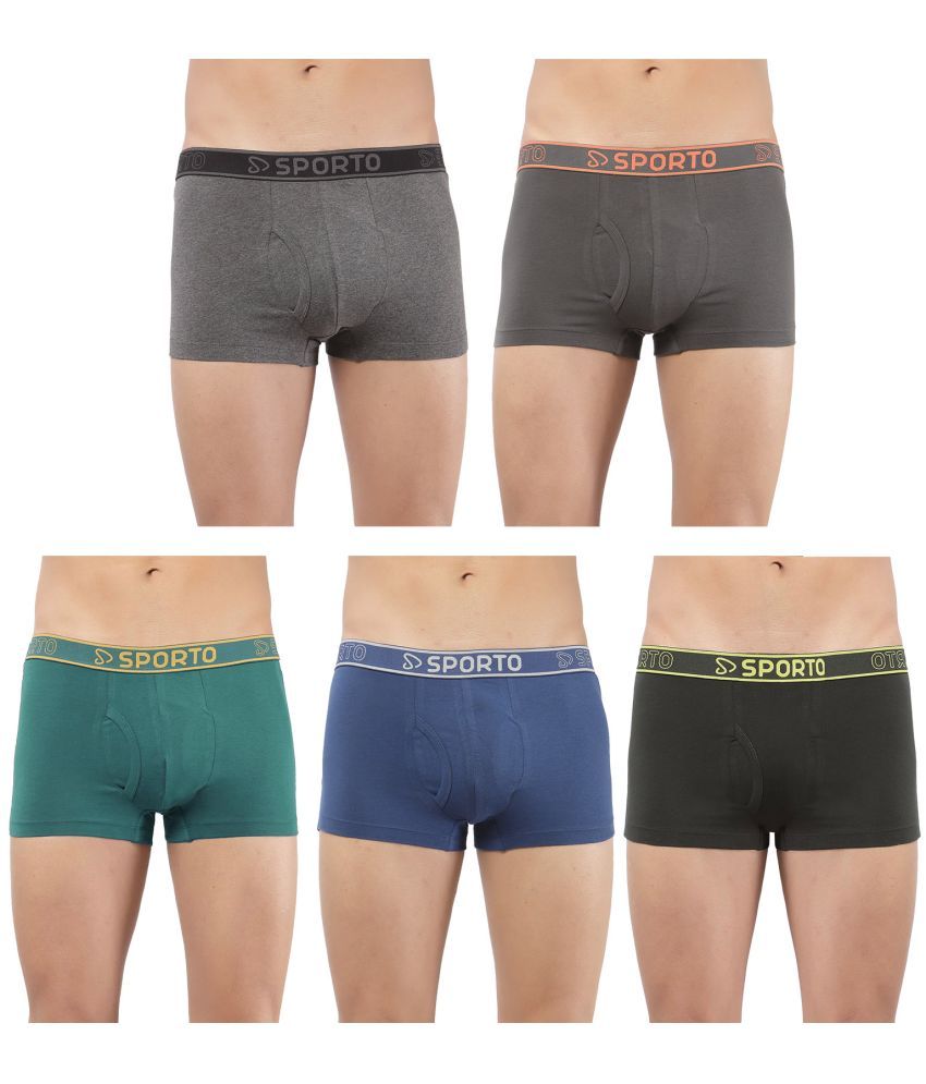     			SPORTO Multicolor Cotton Men's Trunks ( Pack of 5 )