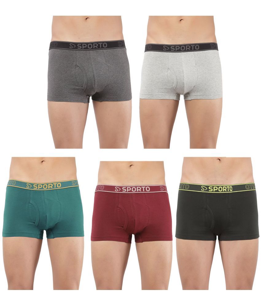     			SPORTO Multicolor Cotton Men's Trunks ( Pack of 5 )