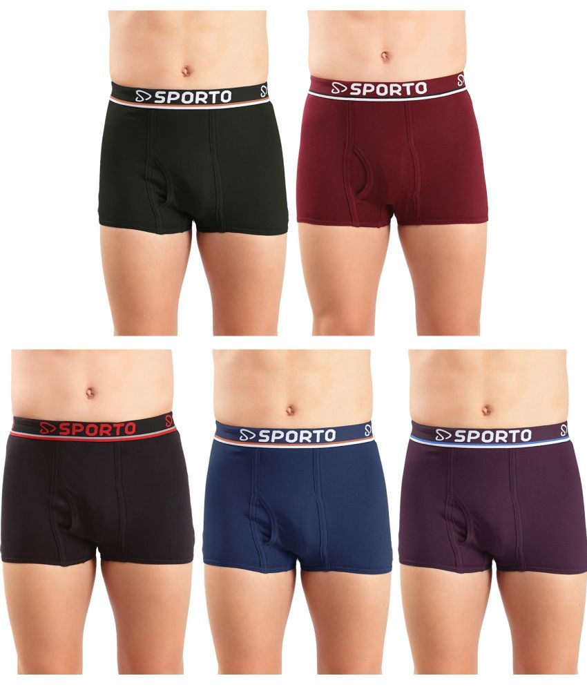     			SPORTO Multicolor Cotton Men's Trunks ( Pack of 5 )