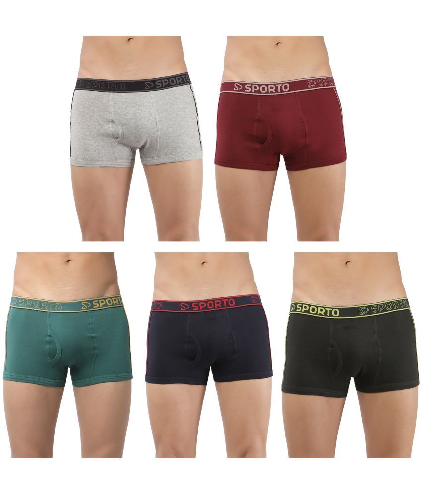     			SPORTO Multicolor Cotton Men's Trunks ( Pack of 5 )