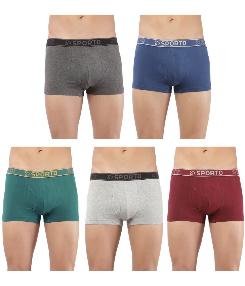     			SPORTO Multicolor Cotton Men's Trunks ( Pack of 5 )