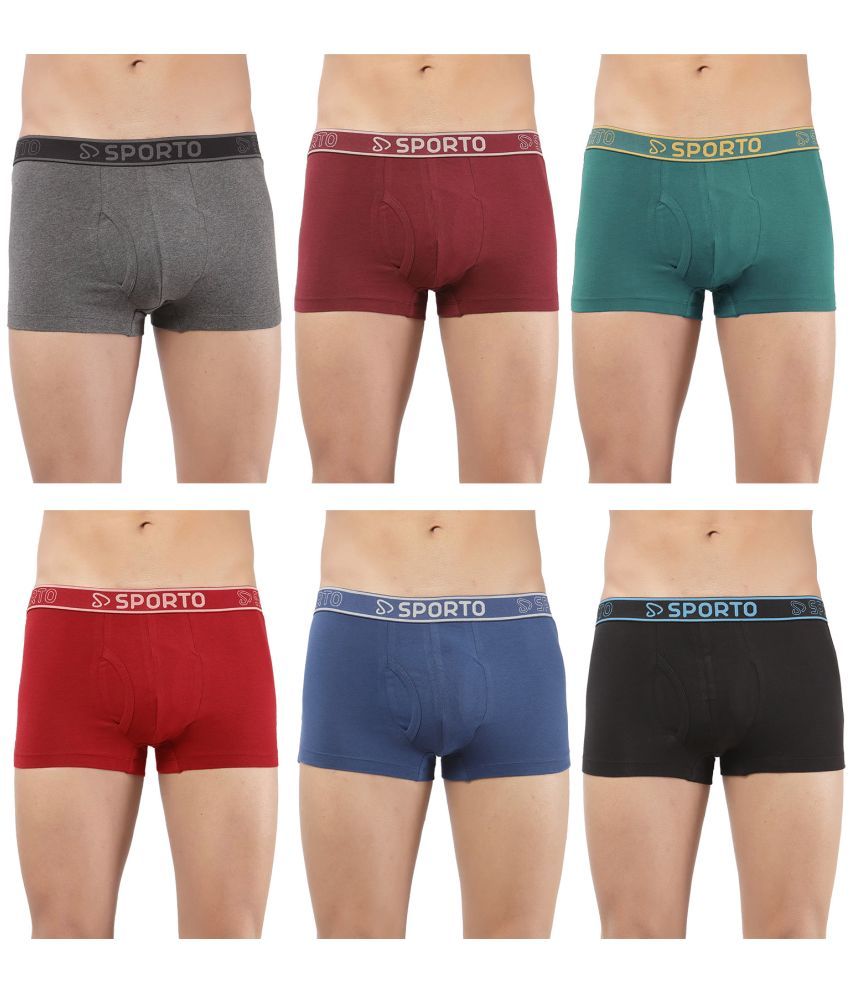     			SPORTO Multicolor Cotton Men's Trunks ( Pack of 6 )