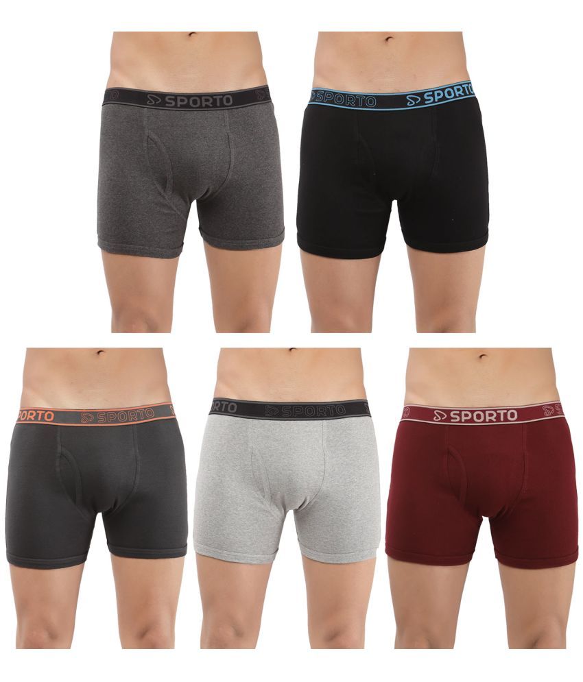     			SPORTO Multicolor Cotton Men's Trunks ( Pack of 5 )