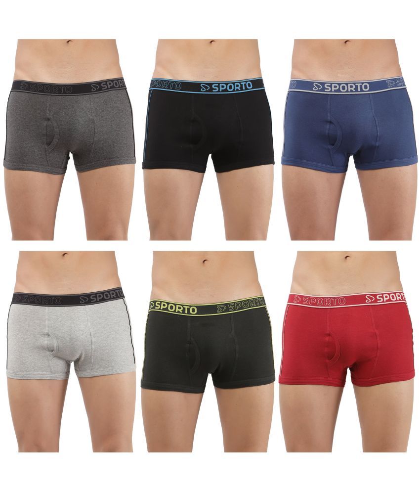     			SPORTO Multicolor Cotton Men's Trunks ( Pack of 6 )