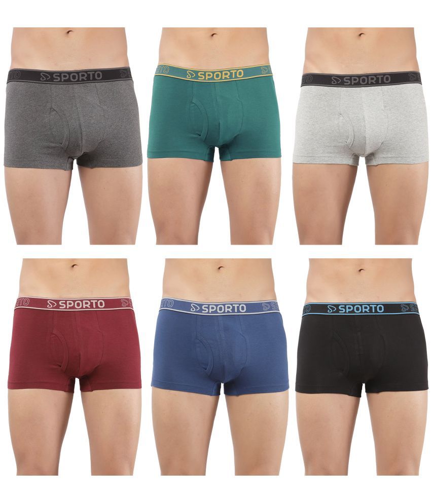     			SPORTO Multicolor Cotton Men's Trunks ( Pack of 6 )