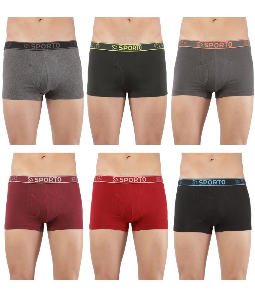     			SPORTO Multicolor Cotton Men's Trunks ( Pack of 6 )