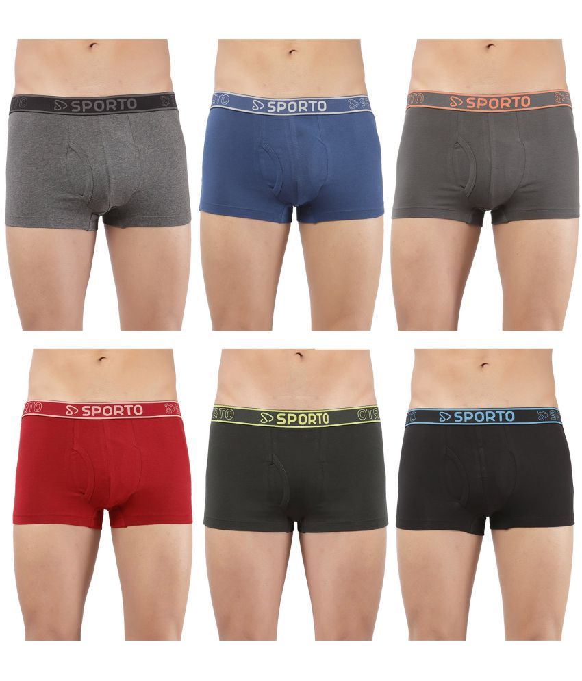     			SPORTO Multicolor Cotton Men's Trunks ( Pack of 6 )