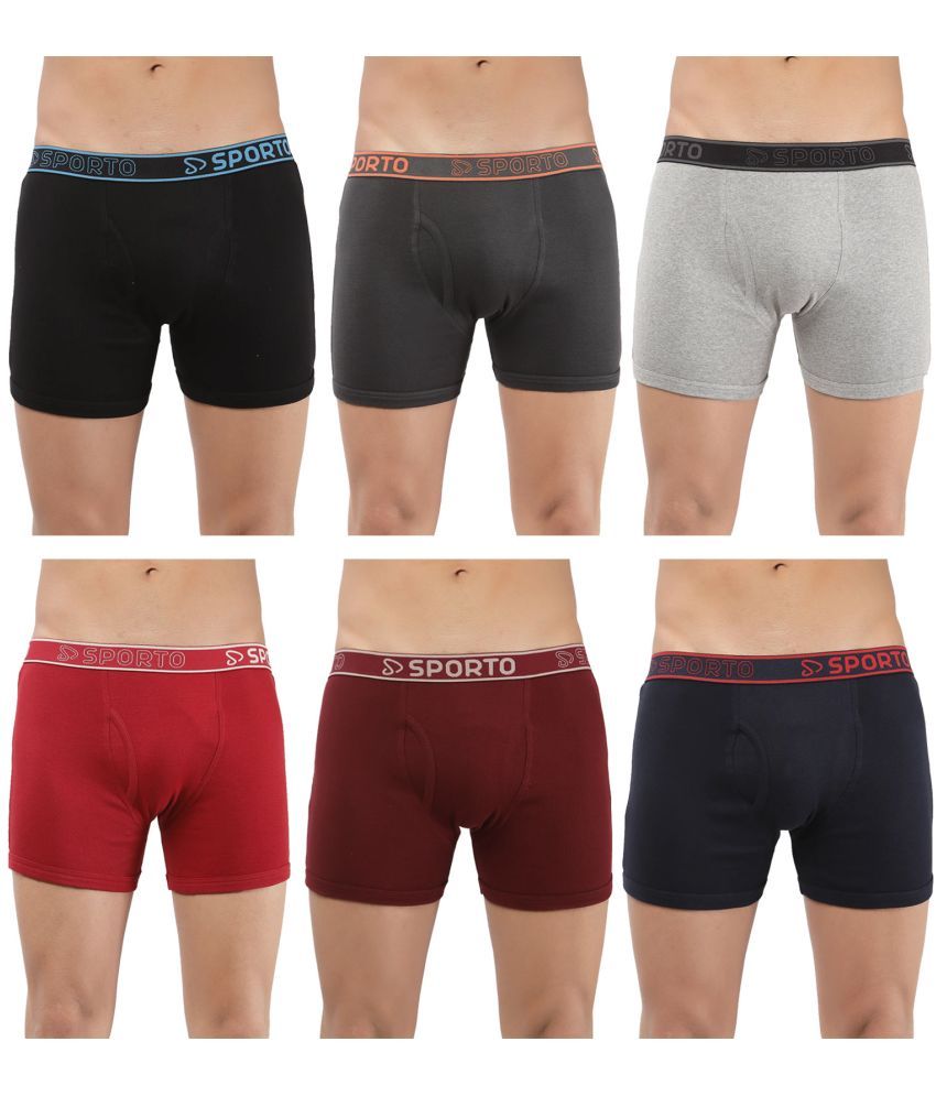     			SPORTO Multicolor Cotton Men's Trunks ( Pack of 6 )