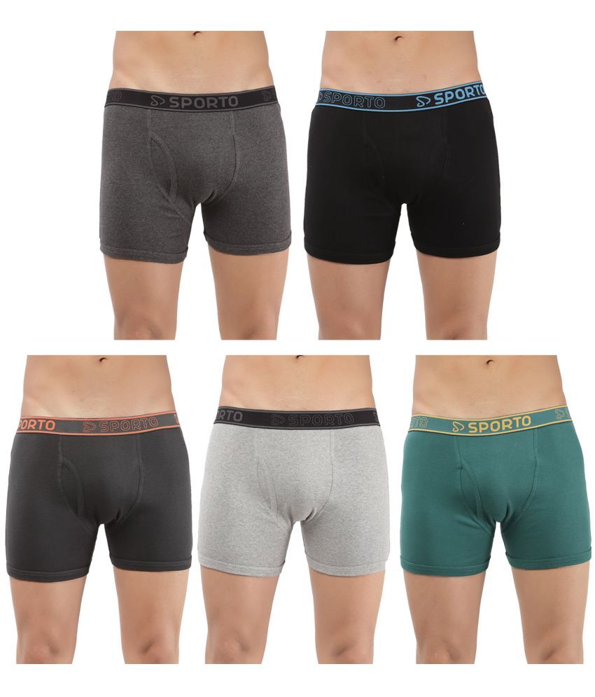     			SPORTO Multicolor Cotton Men's Trunks ( Pack of 5 )