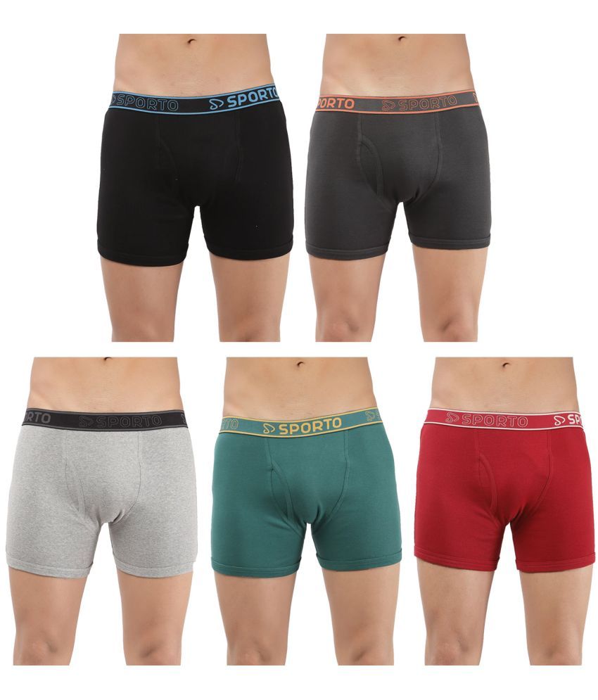     			SPORTO Multicolor Cotton Men's Trunks ( Pack of 5 )