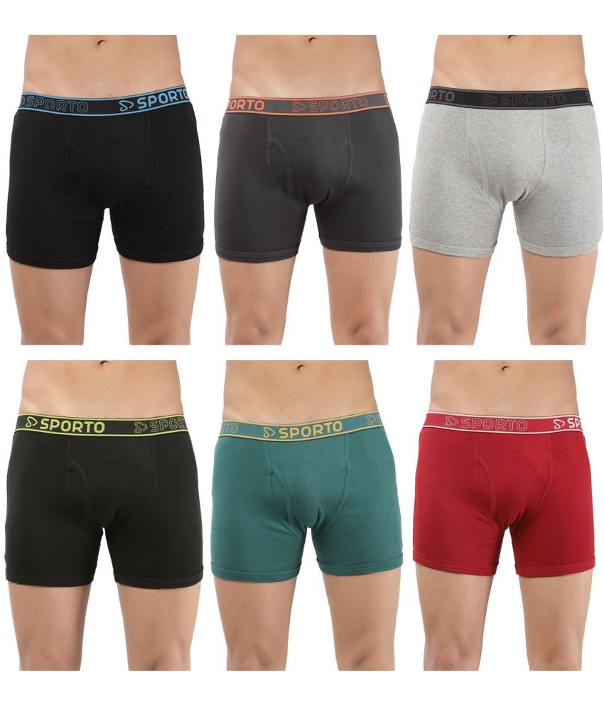     			SPORTO Multicolor Cotton Men's Trunks ( Pack of 6 )